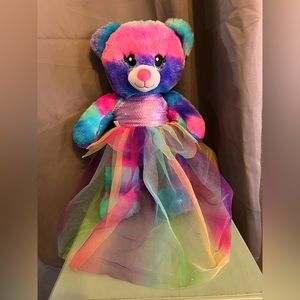 Build-A-Bear Ocean Treasures Bear Bright Pink Blue Purple Plush Collection.